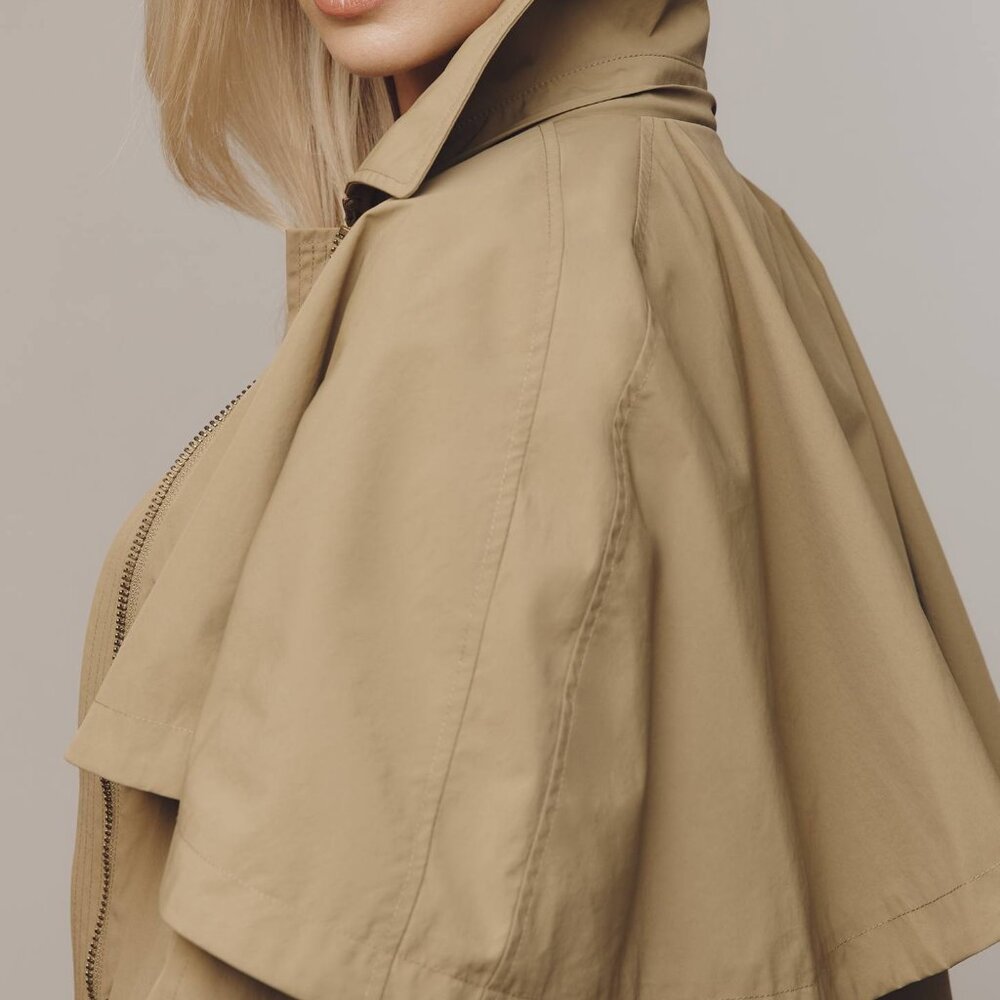 New Avec Les Filles Hooded Cape Raincoat Trench coat - Picture 7 of 9